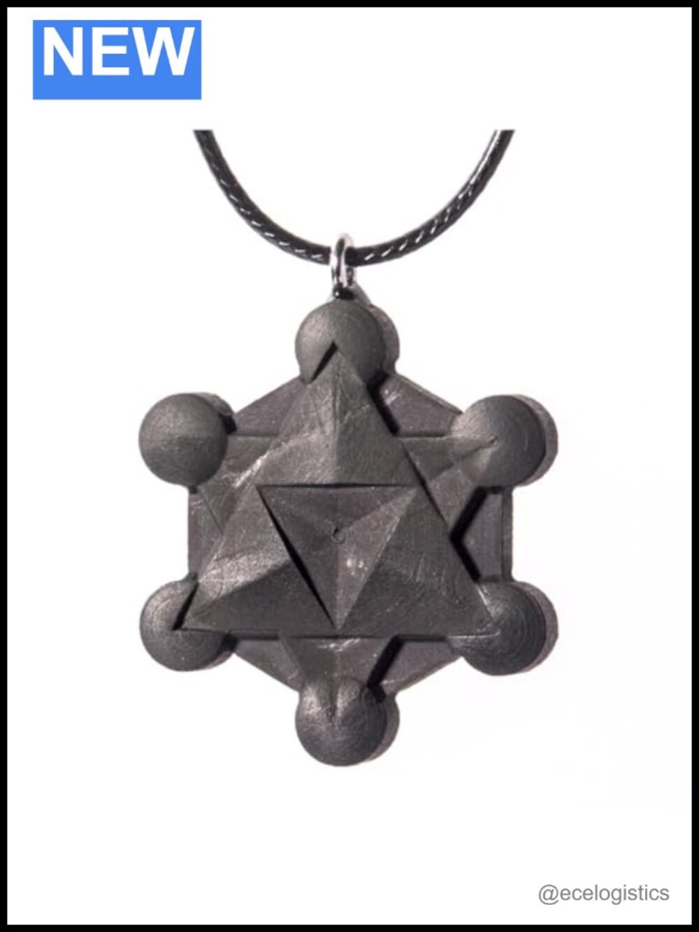 Shungite Metatron's Cube Pendant Necklace Sacred Geometry Handmade